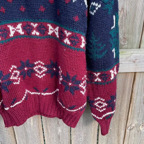 Vintage Sweater Wool Lord and Taylor 100% Wool Pure Hand Knit Pullover Crew XL - Picture 9 of 9